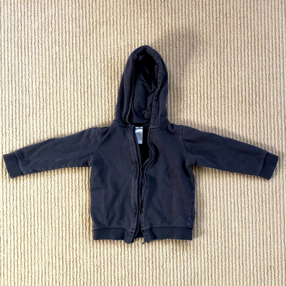 Organic cotton zip hoodie dark grey H & M 3T toddler
